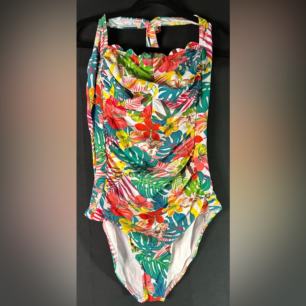 NWT Eomenie Tropical Floral Halter One Piece Size L
